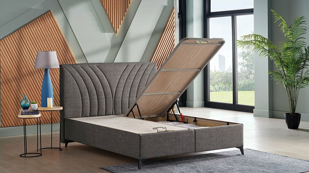 [28VRSE600100002] B2 VERSO S BAZA 120X200-0BMO-COTON K.GRI KOMBIN 215CM/