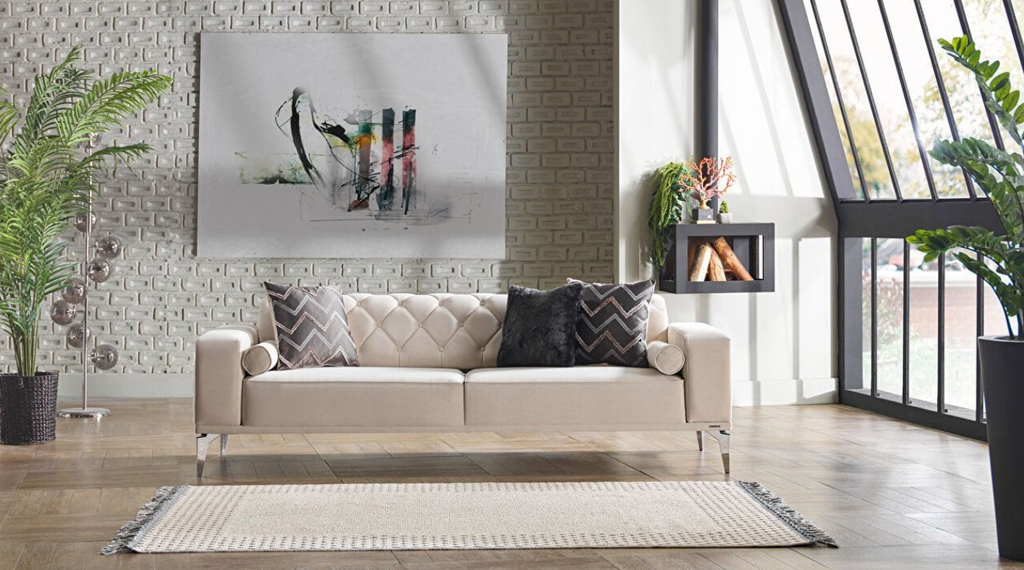 B2 LORETTO UCLU BAKLAVA KP-0CUC-OPAK KREM K/00U9-FITILLK GUMUS D/0CUJ-TOULON GRI A/0BEB-PELUS ANTRASIT ANA (160 CM)/AACR-KROM AYAK/