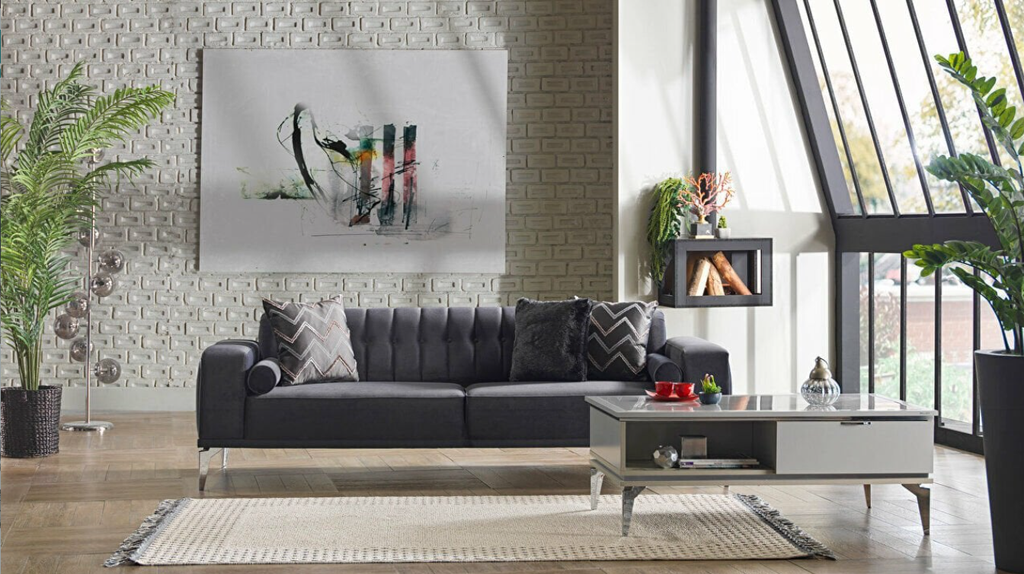 B2 LORETTO UCLU YATAKLI DIKEY KP-0CUD-OPAK ANTRASIT K/00U9-FITILLK GUMUS D/0CUJ-TOULON GRI A/0BEB-PELUS ANTRASIT ANA (160 CM)/AACR-KROM AYAK/