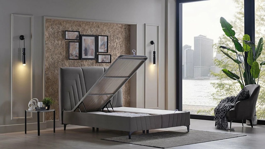 B2 TORIA BAZA 160X200-0DRT-VIKA GRI 145 CM TELALI KOM/0DRT-VIKA GRI 145 CM TELALI KOM/