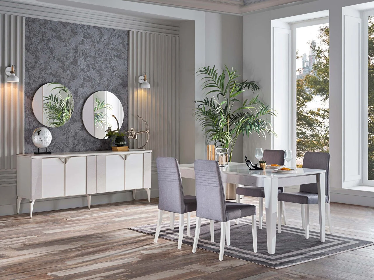[22LEY3150FDXZ] PN LENY YEMEK MASASI UNI BEYAZ /TEKSTIL DES