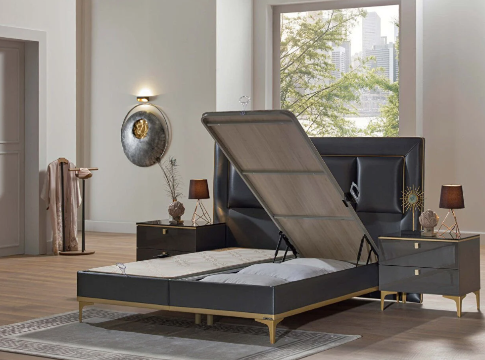 B2 CARLINO BAZA 160X200-0BRB-CARLINO GRI DERI/0BDC-ALMIRA ALTIN SARISI DERI/////////////