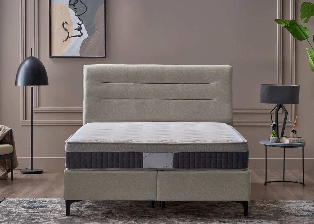 A-CLOUD Boxsprinbgett mit Stauraum , CREME  , 100x200