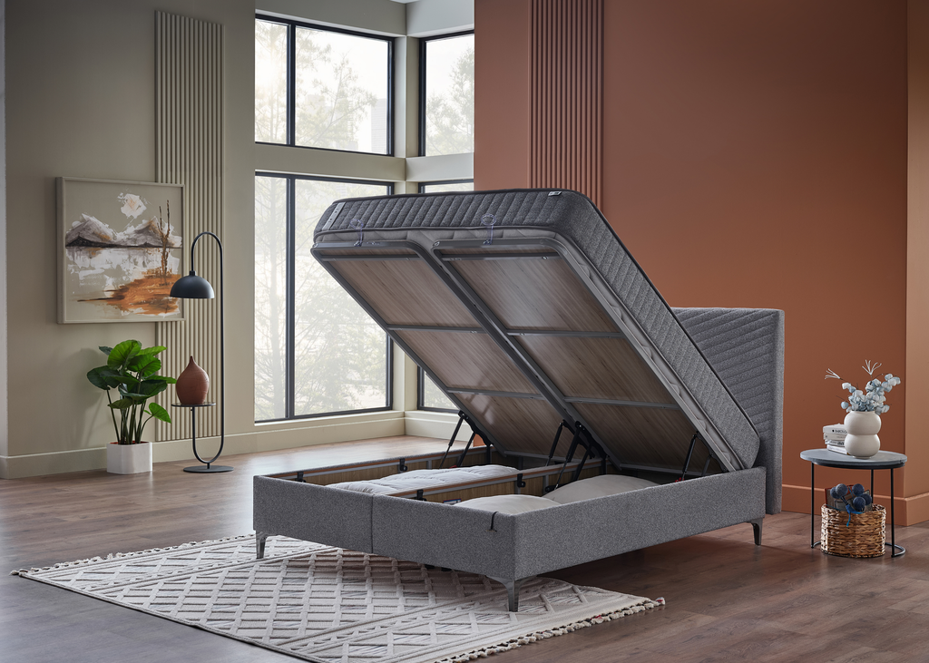 Argaform BOXSPRINGBETT mit Stauraum , 090x200 , GRAU