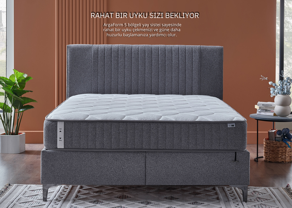 Argaform BOXSPRINGBETT mit Stauraum , 090x200 , GRAU