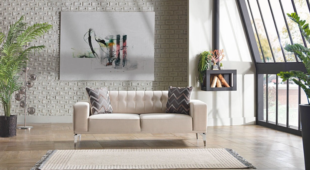 B2 LORETTO IKILI YATAKLI DIKEY KP-0CUC-OPAK KREM K/00U9-FITILLK GUMUS D/0CUJ-TOULON GRI A/AACR-KROM AYAK/