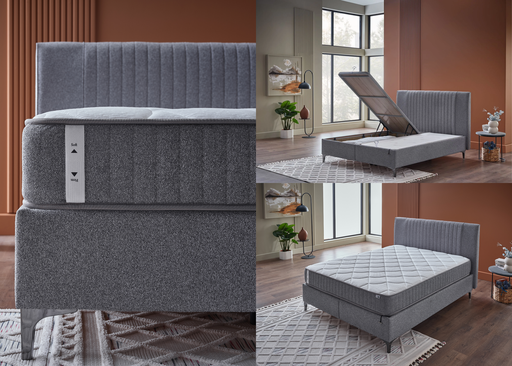 [27ARGF100200GTKM] Argaform BOXSPRINGBETT mit Stauraum , 100x200, Grau